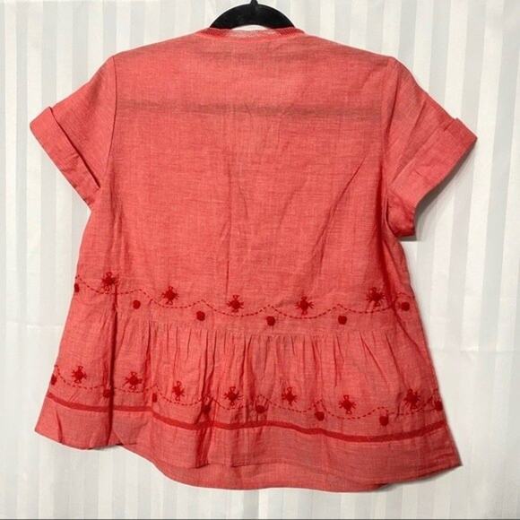 Comptoir Des Cotonniers Pure Linen Embroidered Lace Empire Blouse Flowy Floral‎ - Picture 3 of 4